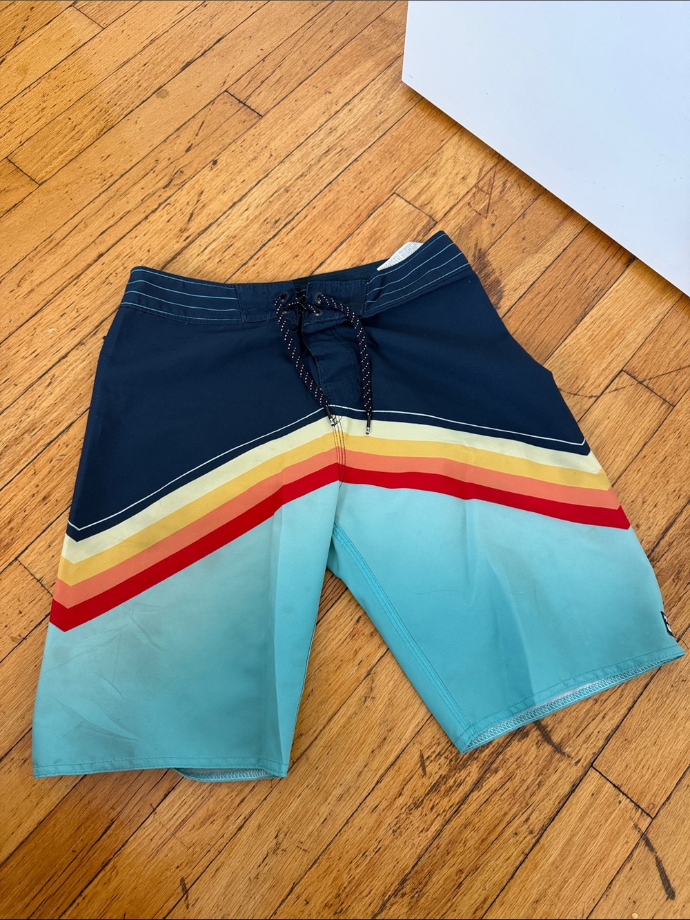 RVCA Navy, Aqua & Red Stripe Boys' Board Shorts